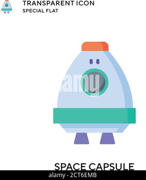 Space capsule vector icon. Flat style illustration. EPS 10 vector. Stock Vector