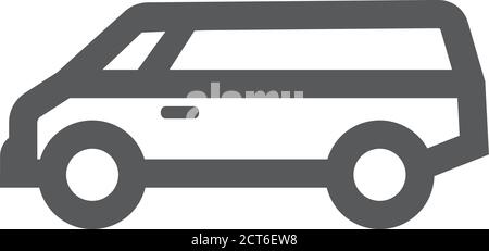 Car icon in thick outline style. Black and white monochrome vector illustration. Stock Vector