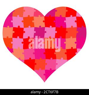 Heart shape puzzle red- vector illustration Stock Vector