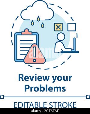 Review problems concept icon Stock Vector
