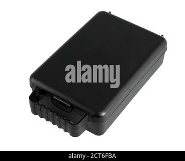 Black Plastic Storage Box for Do It Yourself Tools on White Background Stock Photo