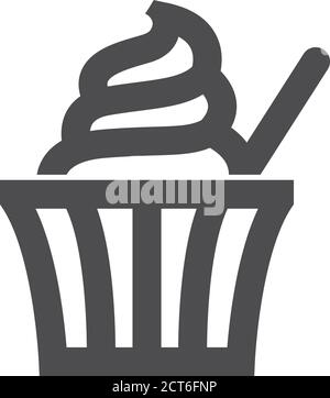 Cake icon in thick outline style. Black and white monochrome vector illustration. Stock Vector