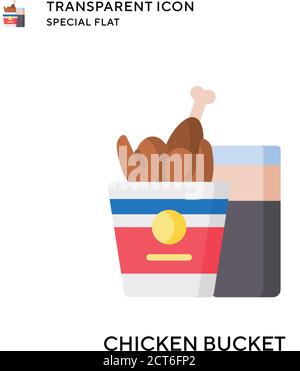 Chicken bucket vector icon. Flat style illustration. EPS 10 vector. Stock Vector