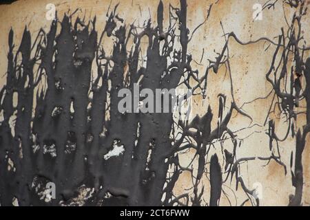 White painted black board showing crackled paint Stock Photo
