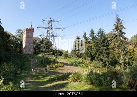 View of the Gothic Tower in Painshill Park in Surrey, UK. Stock Photo