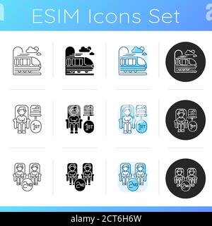 Train services icons set Stock Vector