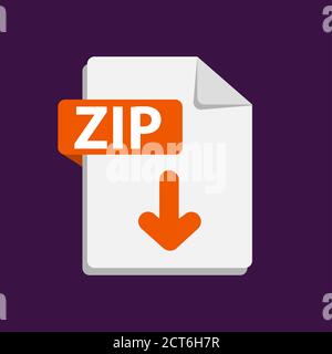 Vector orange icon ZIP. File format extensions icon. flat design style. Stock Vector