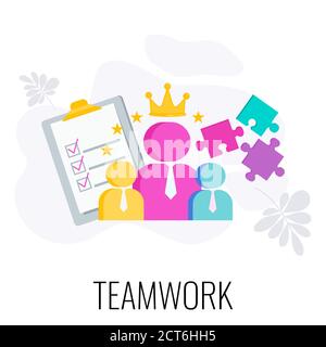 Teamwork color icon. Human resources. Flat cartoon illustration. Stock Vector