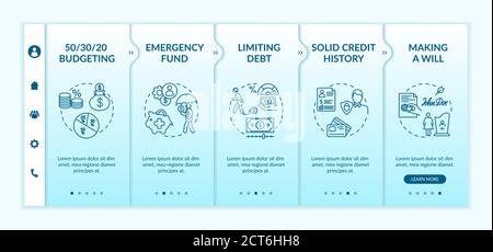 Best savings strategies onboarding vector template Stock Vector