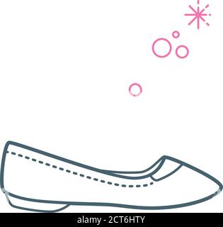 Linear flat icon of a fashion shoe drawn with simple thin lines. Stock Vector