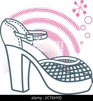 Linear flat icon of a fashion shoe drawn with simple thin lines. Stock Vector