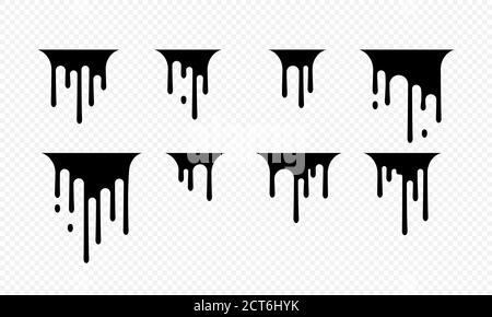 Paint dripping icon. Current drops. Black paint flows. Vector on isolated white background. EPS 10. Stock Vector