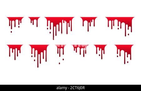 Dripping blood icon. Paint flows. Current paint, stains. Halloween concept. Vector on isolated white background. EPS 10. Stock Vector