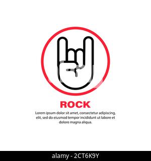 Rock icon. Heavy matel. Hand gesture. Music concept. Vector on isolated white background. EPS 10. Stock Vector