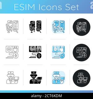 Luxury train service icons set Stock Vector