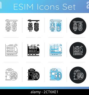 First class train services icons set Stock Vector