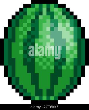 Watermelon Fruit Eight Bit Pixel Art Game Icon Stock Vector