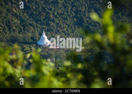 Japan Sri Lanka Friendship Dagoba, seen from the climb up Adams Peak (Sri Pada) in the Central Highlands of Sri Lanka Stock Photo