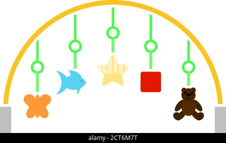 Baby Arc With Hanged Toys Icon. Flat Color Design. Vector Illustration. Stock Vector