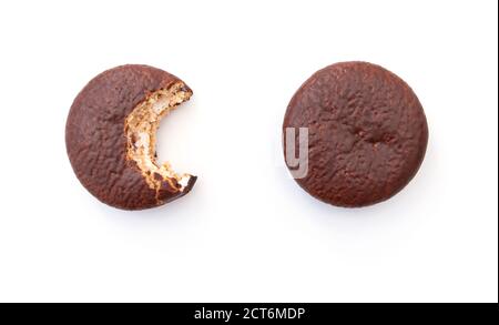 Chocolate cookies isolated on white Stock Photo