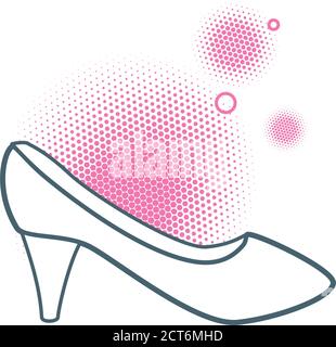 Linear flat icon of a fashion shoe drawn with simple thin lines. Stock Vector
