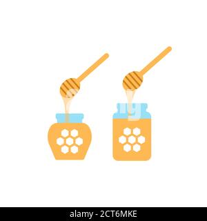 Honey jar flat icon isolated on white background. Stock Vector