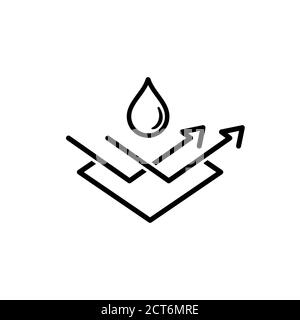Water repellent surface icon. Waterproof icon, hydrophobic symbol. Vector on isolated white background. EPS 10. Stock Vector