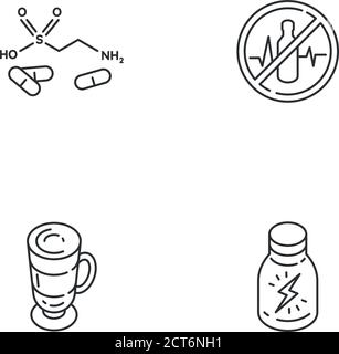 Energy drinks linear icons set Stock Vector