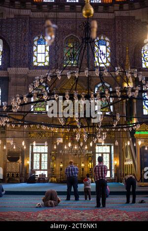 Interior scene in the New Mosque, Yeni Cami, in Istanbul, Turkey Stock ...