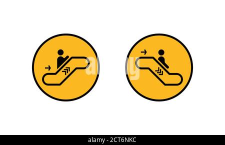 Escalator icon set. Up and down. Bussiness concept. Vector on isolated white background. EPS 10. Stock Vector