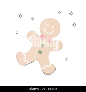 Gingerbread Christmas cookies with icing. Vector illustration isolated Stock Vector
