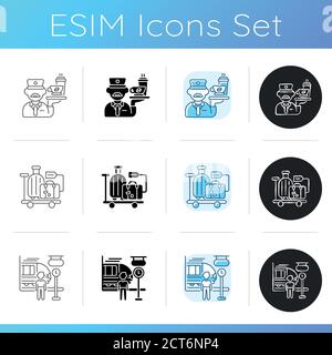 Railway services icons set Stock Vector