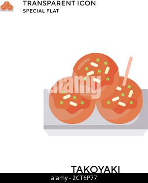 Takoyaki vector icon. Flat style illustration. EPS 10 vector. Stock Vector