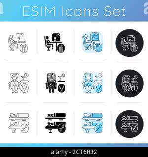 Railroad travel icons set Stock Vector