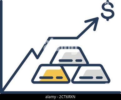 Precious metals price RGB color icon Stock Vector