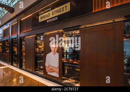 Bread Street Kitchen a restaurant owned by chef Gordon Ramsay in Singapore. Singapore - March 30 2017. Stock Photo
