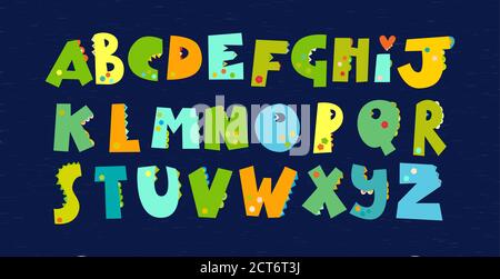 Dinosaurs alphabet. Font for Dino prints of childrens Stock Vector