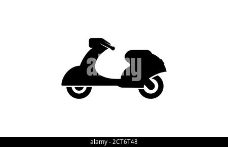 Scooter icon in black. Motorcycle. Delivery bike. Vector on isolated white background. EPS 10. Stock Vector