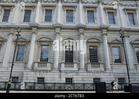 Frontal view of the famous Banqueting House building seen on Whitehall, London. Stock Photo