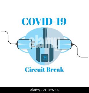 Covid-19 - Second Wave Circuit Breaker vector Illustration on a blue background Stock Vector