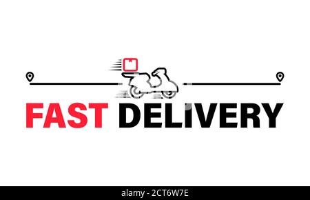 Fast delivery icon. Scooter transportation. Location signs. Vector on isolated white background. EPS 10. Stock Vector