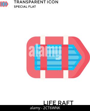 Life raft vector icon. Flat style illustration. EPS 10 vector. Stock Vector