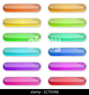 2 Red abstract rectangle buttons template with metal texture (chrome ...