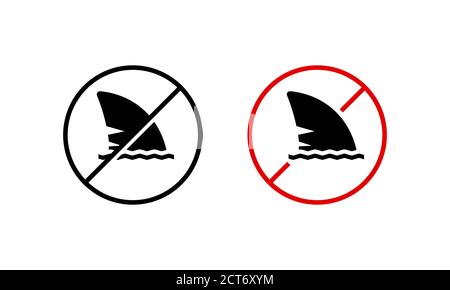 Shark fin icon. No swimming. Dangerous. Take care concept. Vector on isolated white background. EPS 10. Stock Vector