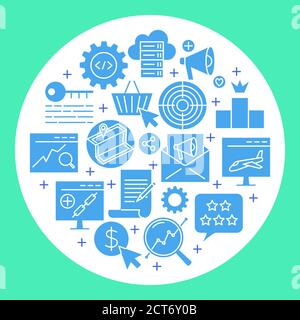 Search engine optimization services poster in flat style Stock Vector