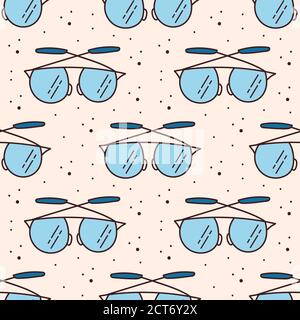 Eye glasses, accessory. Seamless pattern, texture, background. Back to school, office stuff. Stock Vector
