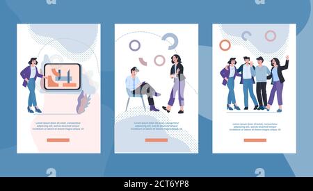 Webinar, podcast and online tutorial mobile page onboarding template. Stock Vector