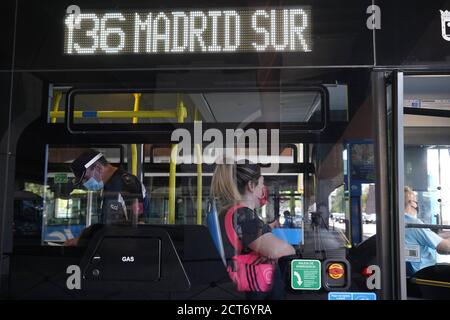 Madrid, Spain. 21st Sep, 2020. Madrid, Spain; 21/09/2020.- Madrid today begins the restrictions for Covid in 37 areas with police controls, reduced capacity and early closings. David/Cordon Press Credit: CORDON PRESS/Alamy Live News Stock Photo
