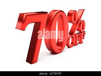 3d words 70 percent isolated on white. 3d rendering Stock Photo