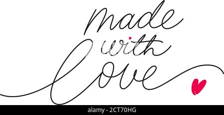 Made with love lettering with heart symbol.  Stock Vector